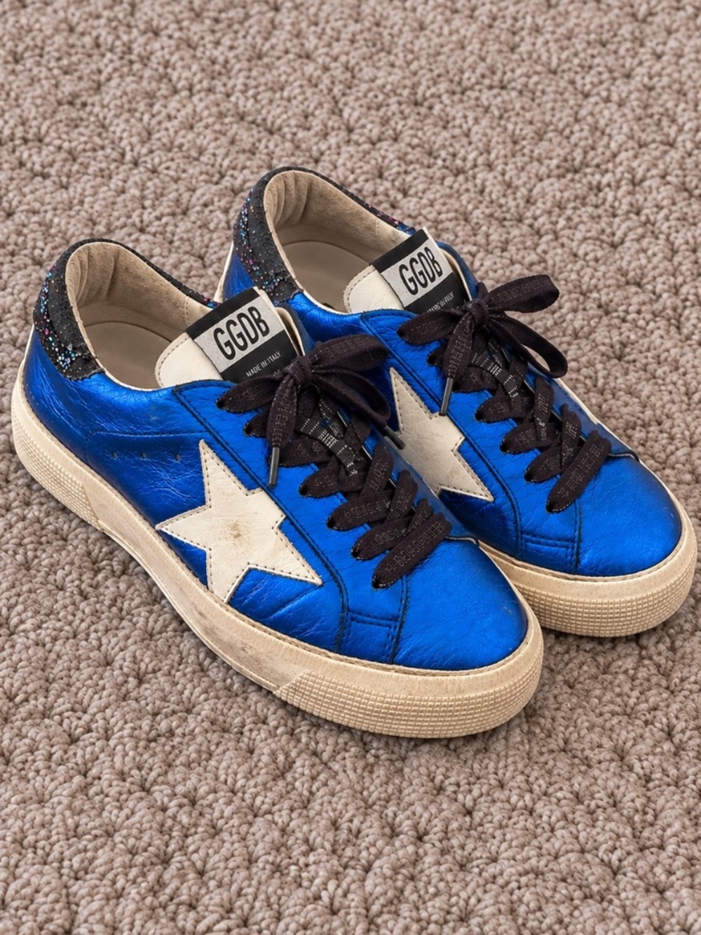 Golden Goose GGDB May Metallic Blue Star Sneakers EU 38 Made in Italy